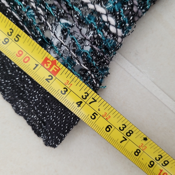 Turquoise, Gray, White & Black Infinity Scarf - Picture 5 of 6